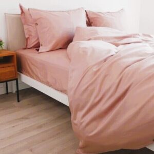 PREMIUM satino patalynės komplektas "Dusty Pink Royal" (su sagutėmis)