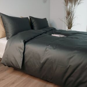 PREMIUM satino patalynės komplektas STONE (pilkai žalia), 3 dalių, 200x220 cm