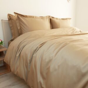PREMIUM satino patalynės komplektas NUDE BROWN ROYAL