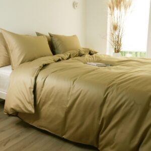 PREMIUM satino patalynės komplektas OLIVE, 3 dalių, 200x220 cm
