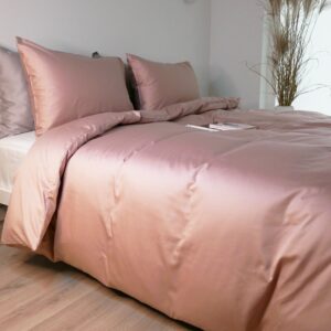 PREMIUM satino patalynės komplektas DUSTY PINK, 3 dalių, 200x220 cm